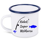 Kubek emaliowany biały z nadrukiem "Kubek Super Wędkarza" #1