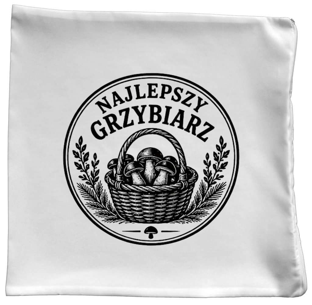 Poduszka prezent dla miłośnika grzybów z nadrukiem "Najlepszy Grzybiarz" - grzyby #2