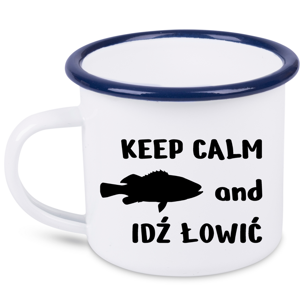 Kubek emaliowany biały z nadrukiem "KEEP CALM and IDŹ ŁOWIĆ" #6