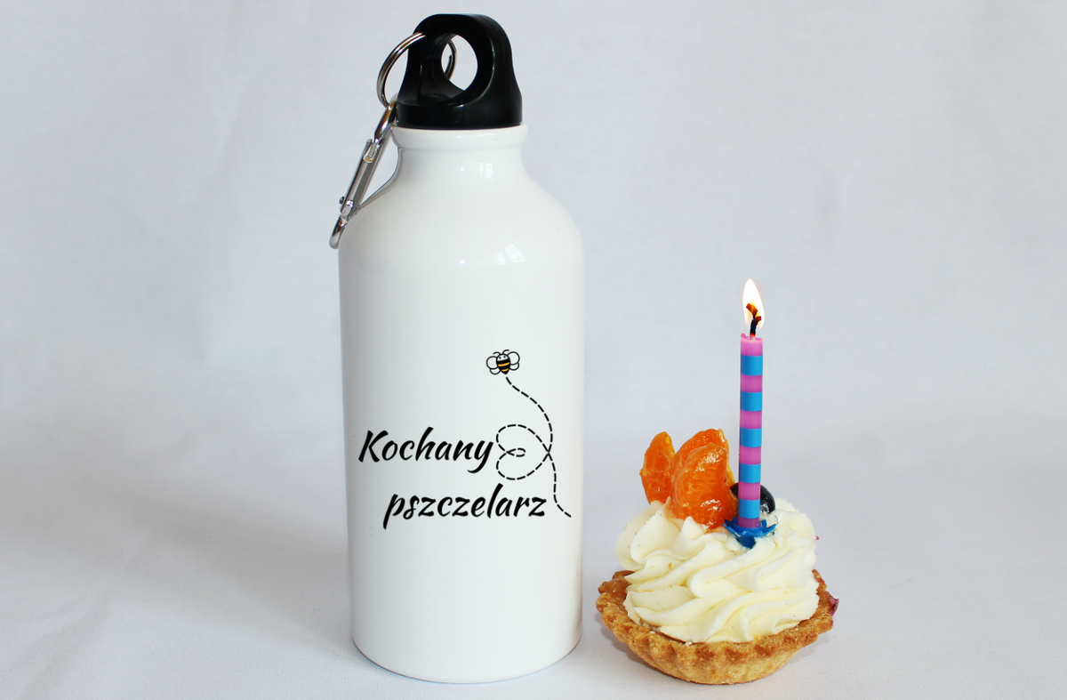 Bidon biały 400 ml z nadrukiem „Kochany pszczelarz” – pszczelarstwo #6