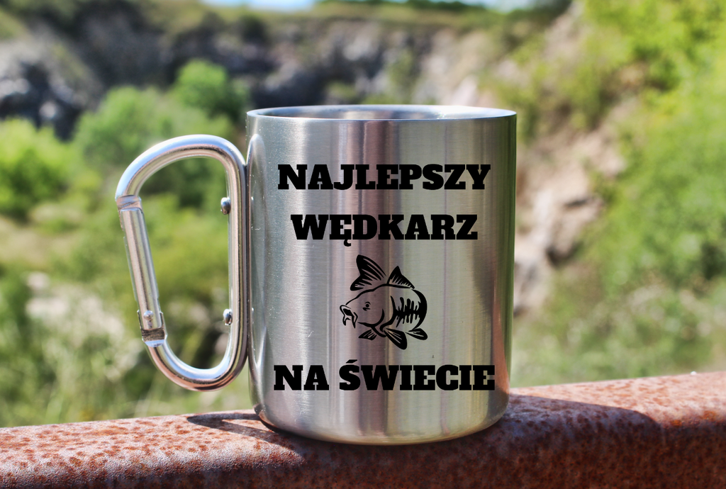 Kubek ze srebrnym karabińczykiem i nadrukiem "Najlepszy wędkarz na świecie" #7