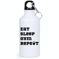 Bidon biały 400 ml na siłownię z nadrukiem "Eat Sleep Gym Repeat" – siłownia #6