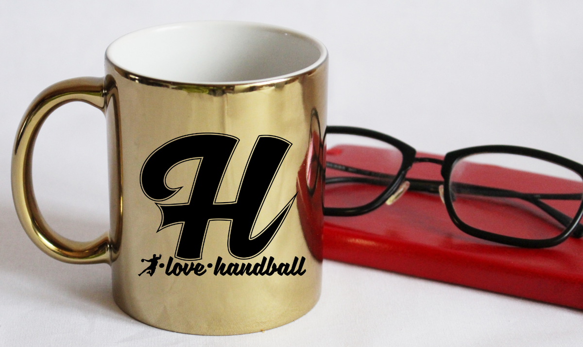 Kubek złoty z literą "H" oraz napisem "I LOVE HANDBALL" #2