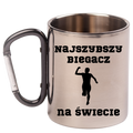 Biegowy kubek z karabińczykiem czarnym i nadrukiem "Najszybszy Biegacz na Świecie" #4