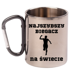 Biegowy kubek z karabińczykiem czarnym i nadrukiem "Najszybszy Biegacz na Świecie" #4
