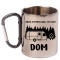 Kubek z czarnym karabińczykiem, nadrukiem "Gdzie zaparkujesz, tam jest dom" – camping, camper #5