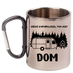Kubek z czarnym karabińczykiem, nadrukiem "Gdzie zaparkujesz, tam jest dom" – camping, camper #5