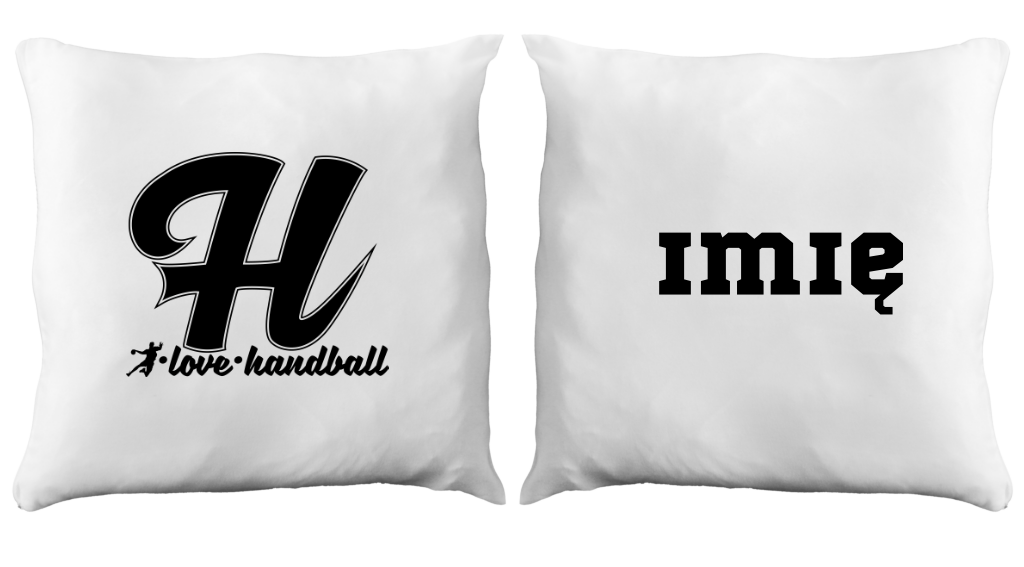 Poduszka z czarną literą H i napisem "I Love Handball" #3