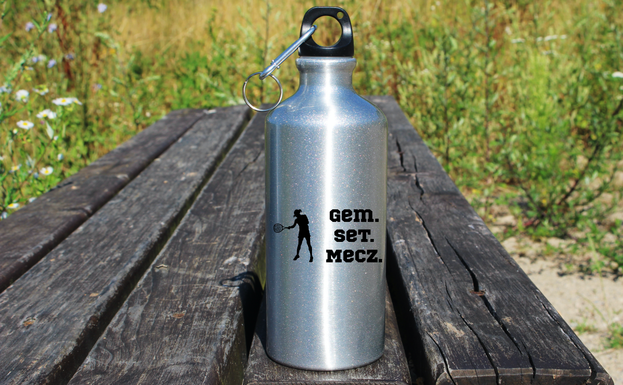 Butelka srebrna 500 ml z napisem "Gem Set Mecz" – damska #4
