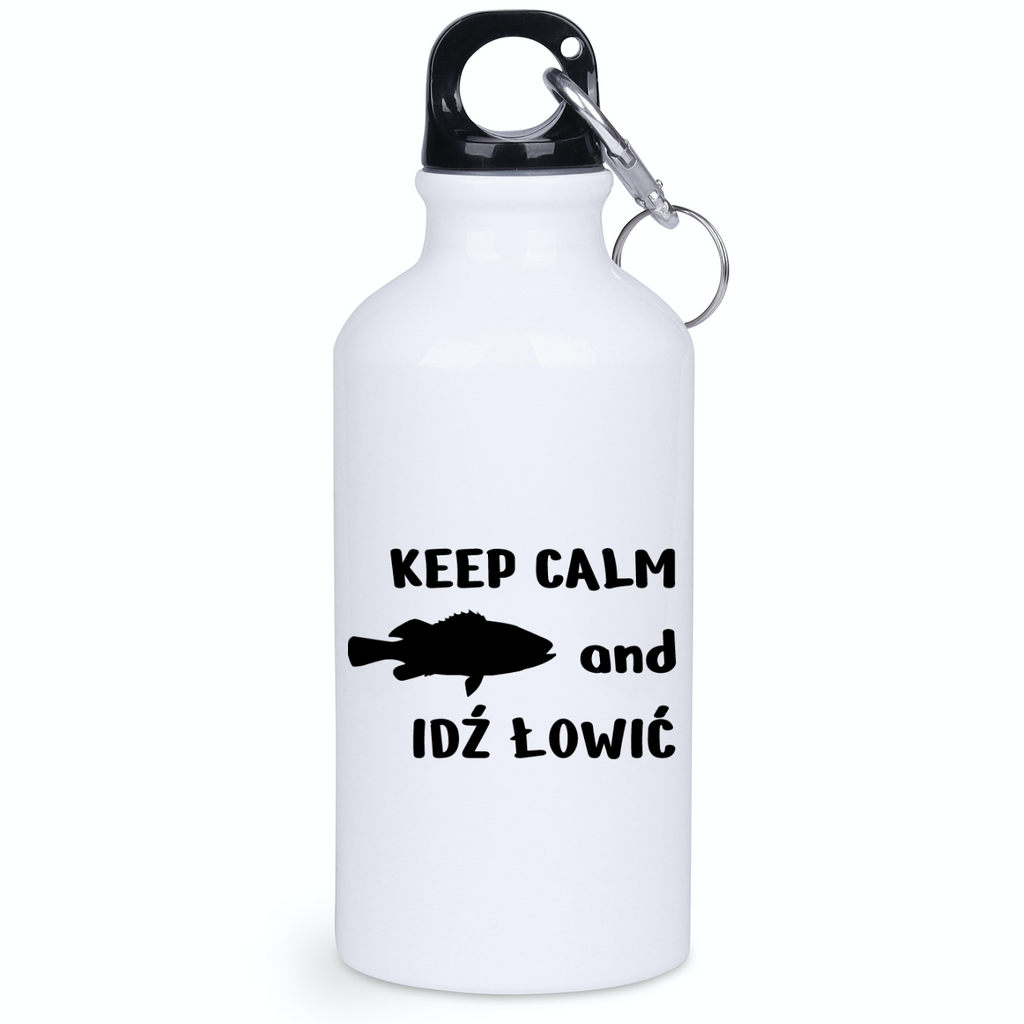 Bidon biały 400 ml z nadrukiem "KEEP CALM and IDŹ ŁOWIĆ" - wędkarstwo #5