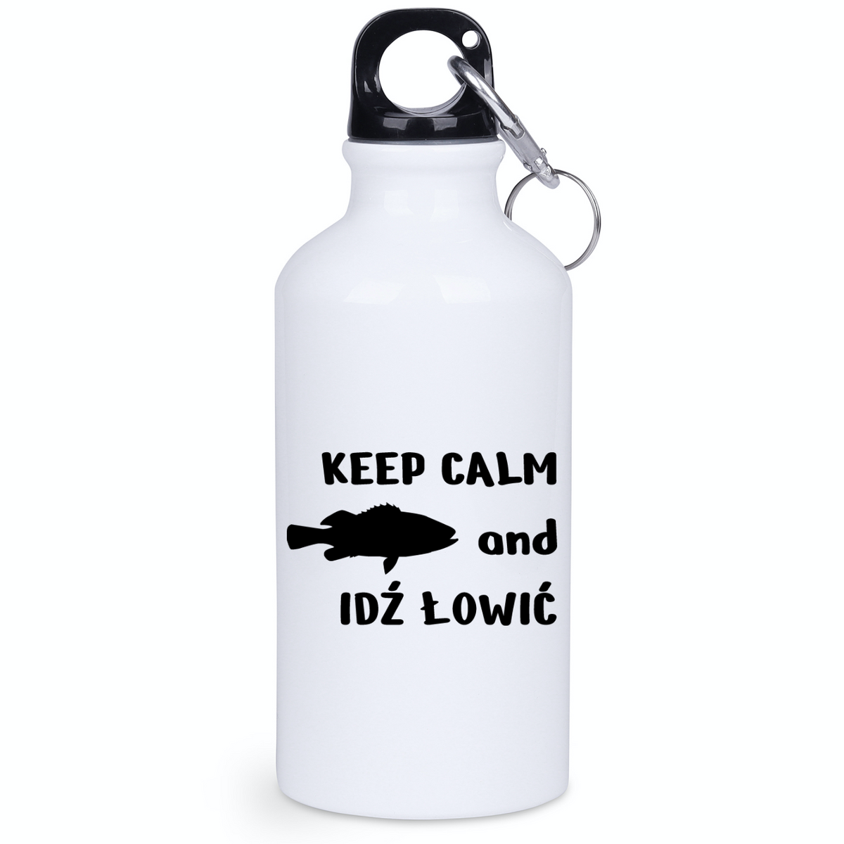 Bidon biały 400 ml z nadrukiem "KEEP CALM and IDŹ ŁOWIĆ" - wędkarstwo #5