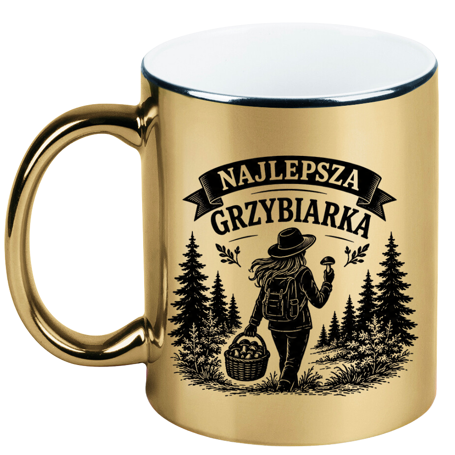 Kubek złoty z nadrukiem „Najlepsza Grzybiarka” – na grzyby #3