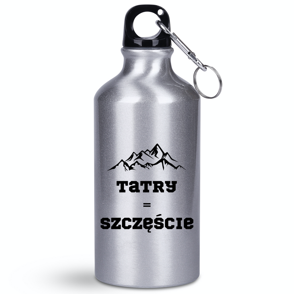 Butelka srebrna 400 ml z nadrukiem „Tatry = Szczęście” – Podhale, góry, Tatry #4