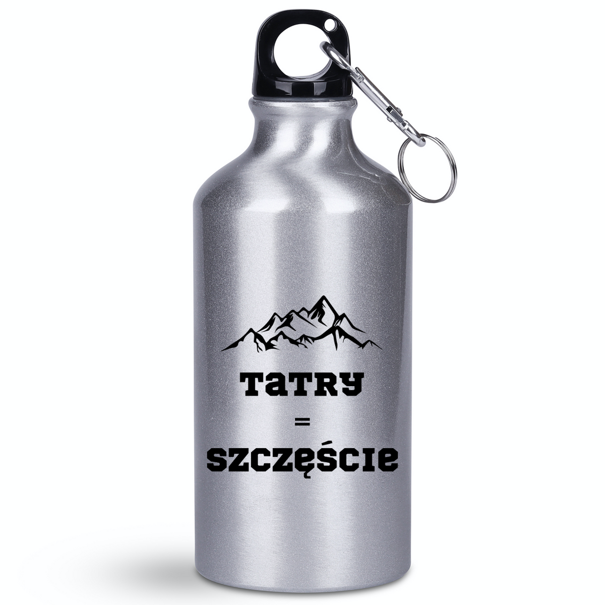 Butelka srebrna 400 ml z nadrukiem „Tatry = Szczęście” – Podhale, góry, Tatry #4