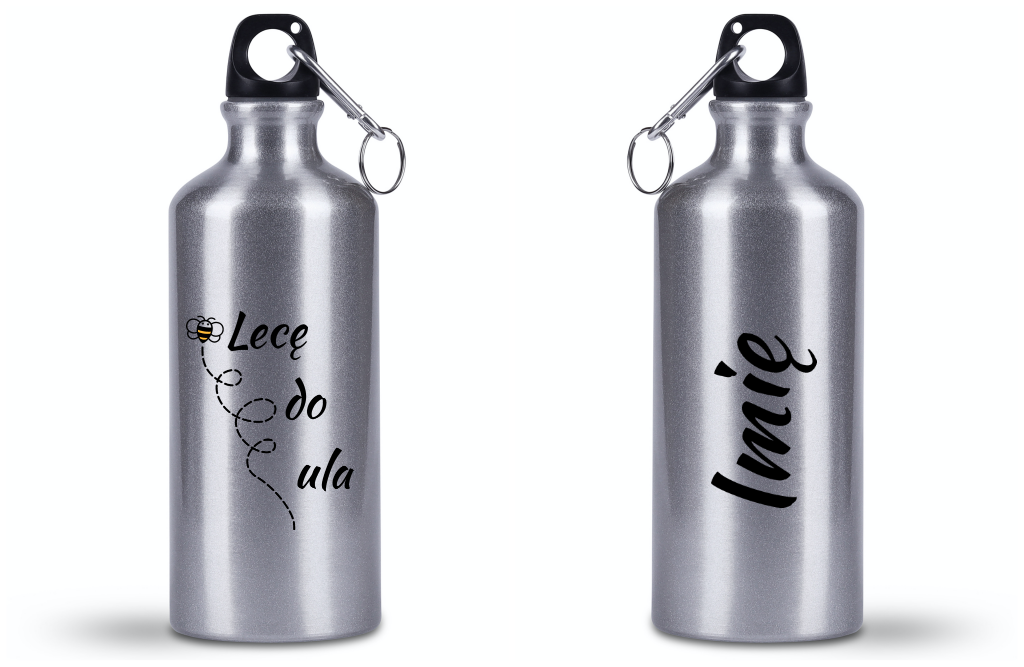 Butelka srebrna 500 ml z nadrukiem „Lecę do ula” – pszczelarstwo #7