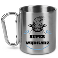 Kubek ze srebrnym karabińczykiem i nadrukiem "Super wędkarz" – wędkarstwo #9