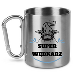 Kubek ze srebrnym karabińczykiem i nadrukiem "Super wędkarz" – wędkarstwo #9