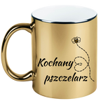 Kubek złoty z nadrukiem „Kochany pszczelarz” – pszczelarstwo #6