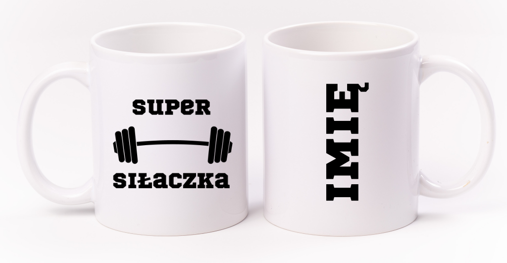 Kubek biały z nadrukiem „Super Siłaczka” – na prezent, siłownia #2