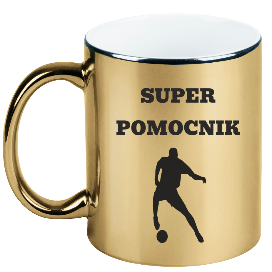 Kubek biały z nadrukiem "Super Pomocnik" – piłka nożna #10