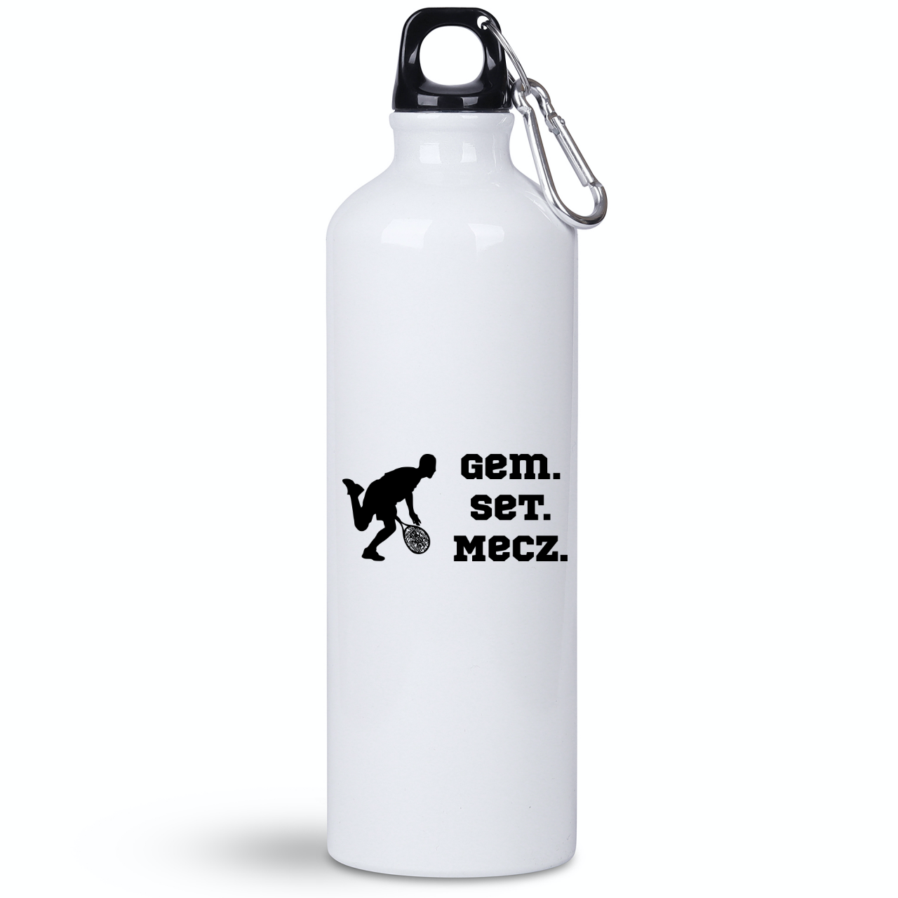 Bidon biały 800 ml z napisem "Gem Set Mecz" – męski #8