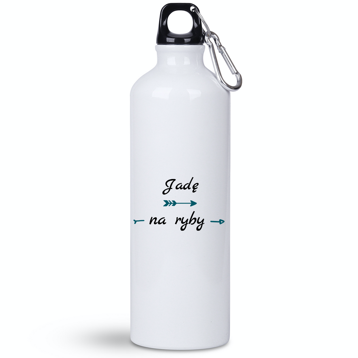 Butelka biała 800 ml z nadrukiem „Jadę na ryby” – wędkarstwo #2