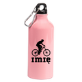 Butelka różowa 600 ml z grafiką roweru oraz imieniem do wyboru - dla rowerzysty #5