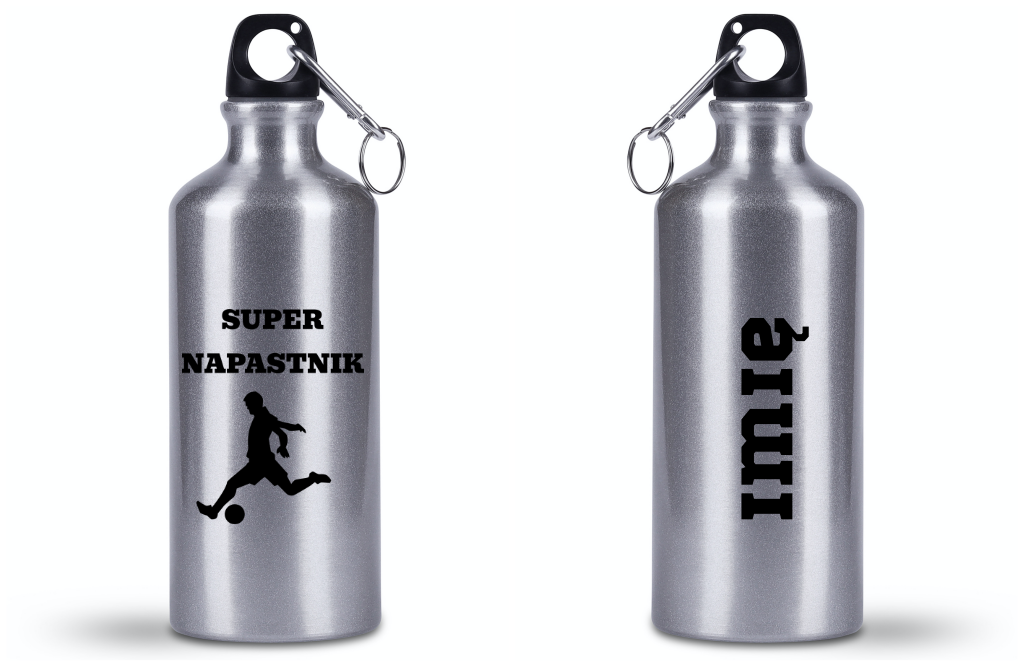 Butelka srebrna 500 ml z napisem "Super Napastnik" – piłka nożna #6