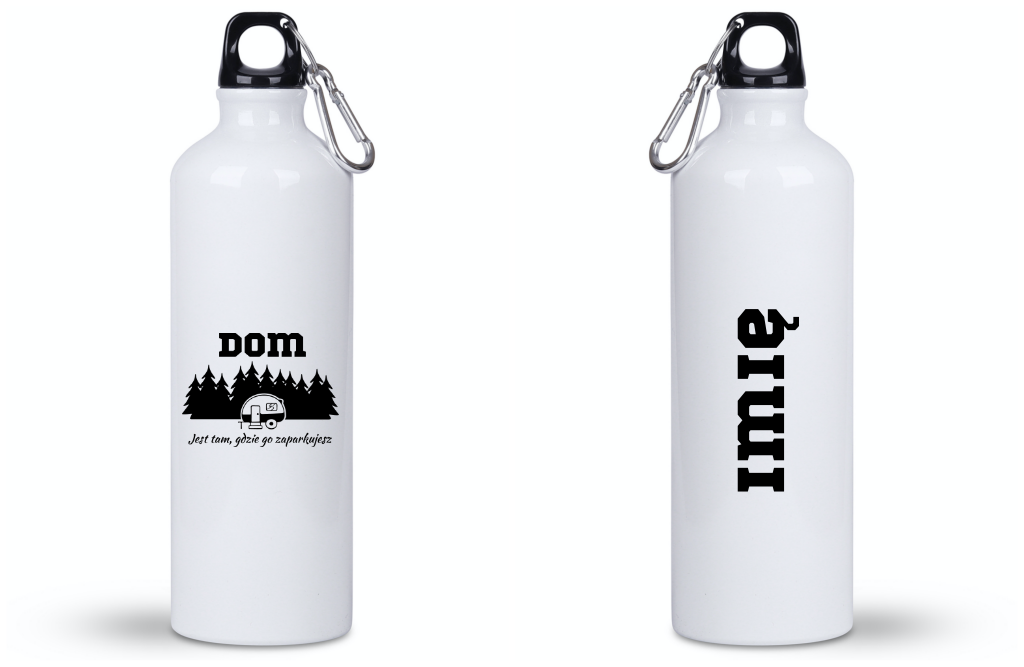 Butelka biała 800 ml z nadrukiem „Dom jest tam, gdzie go zaparkujesz” – podróże, przygoda, camper #7
