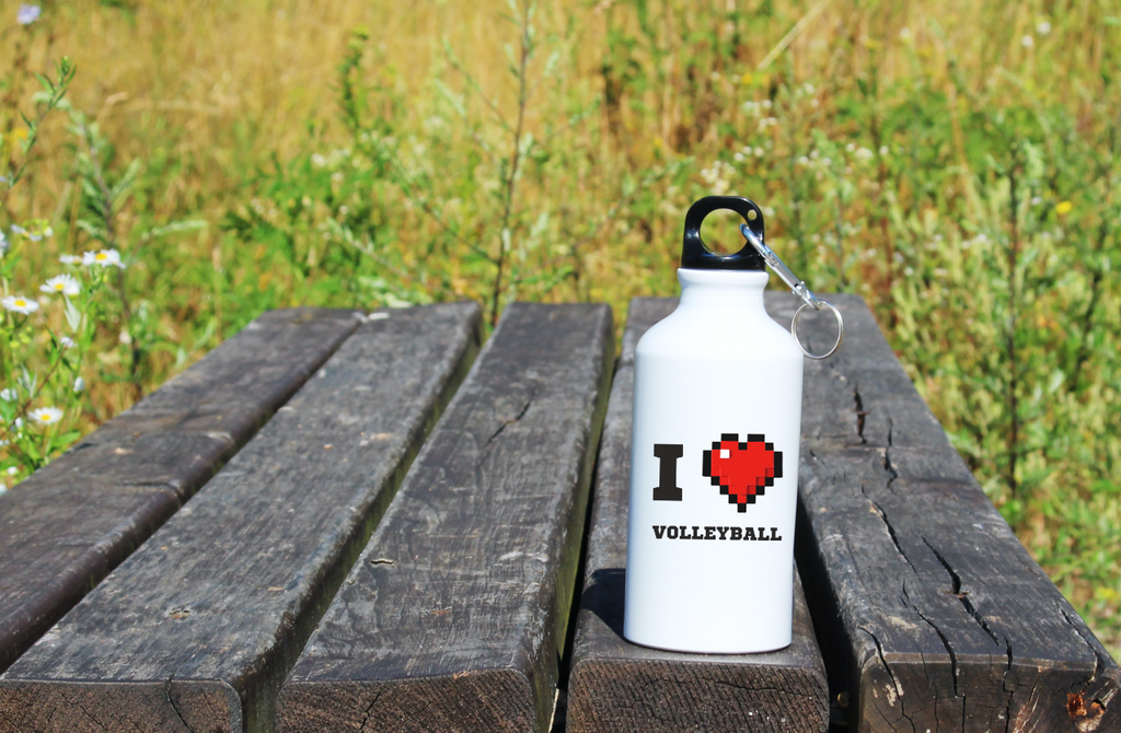Bidon biały 400 ml z nadrukiem "I LOVE VOLLEYBALL" - siatkówka #1