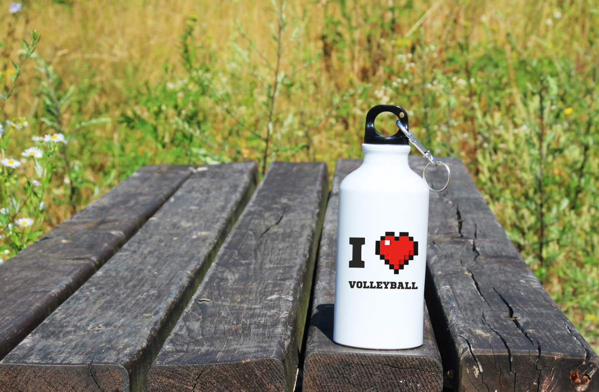 Bidon biały 400 ml z nadrukiem "I LOVE VOLLEYBALL" - siatkówka #1