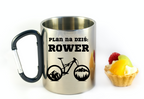 Kubek z czarnym karabińczykiem, nadrukiem „Plan na dziś: Rower” – dla rowerzysty #8