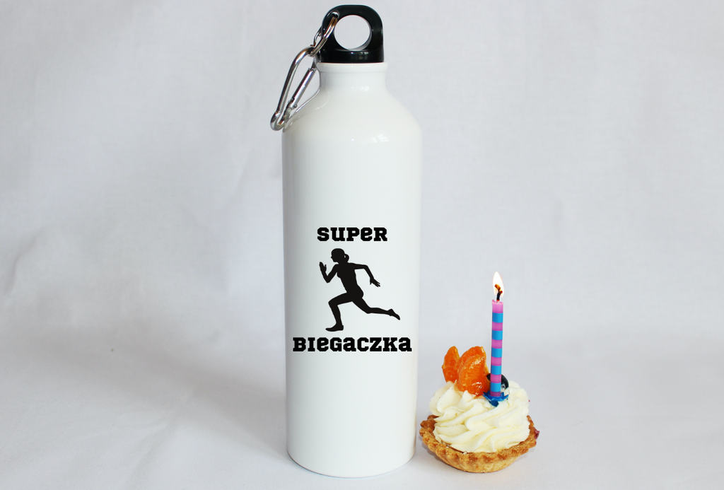 Bidon biały 800 ml z nadrukiem "Super Biegaczka" – bieganie #8
