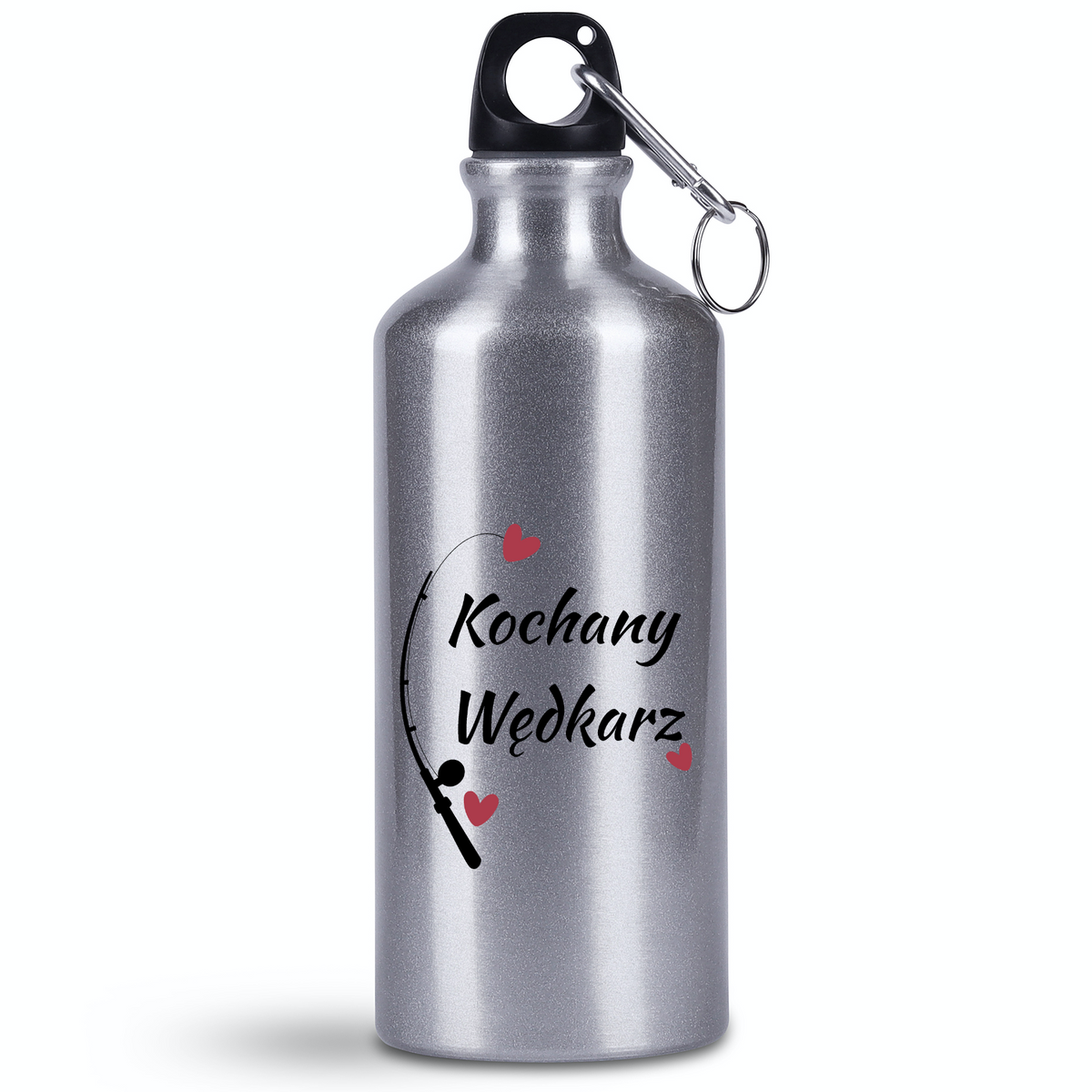 Butelka srebrna 500 ml z nadrukiem "Kochany Wędkarz" - wędkarstwo #1
