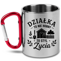 Kubek z czerwonym karabińczykiem „Działka to nie hobby, to styl życia” – do ogrodu #4