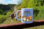 Kubek biały z nadrukiem „Ekipa na grzyby” i grafiką grzybów #11