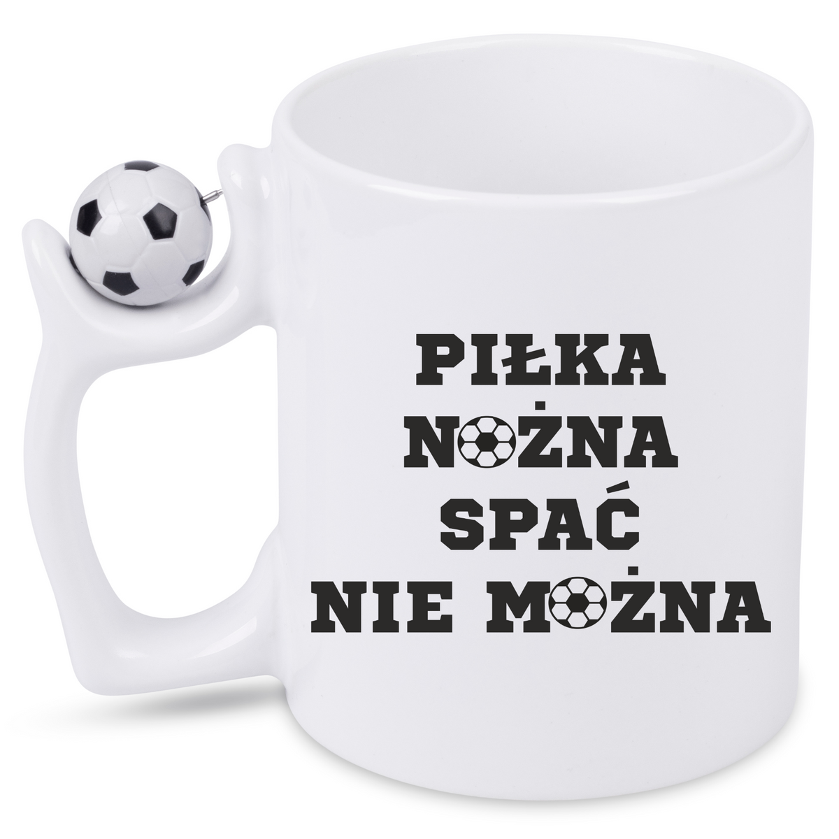 Kubek z piłką i nadrukiem "PIŁKA NOŻNA SPAĆ NIE MOŻNA" #5