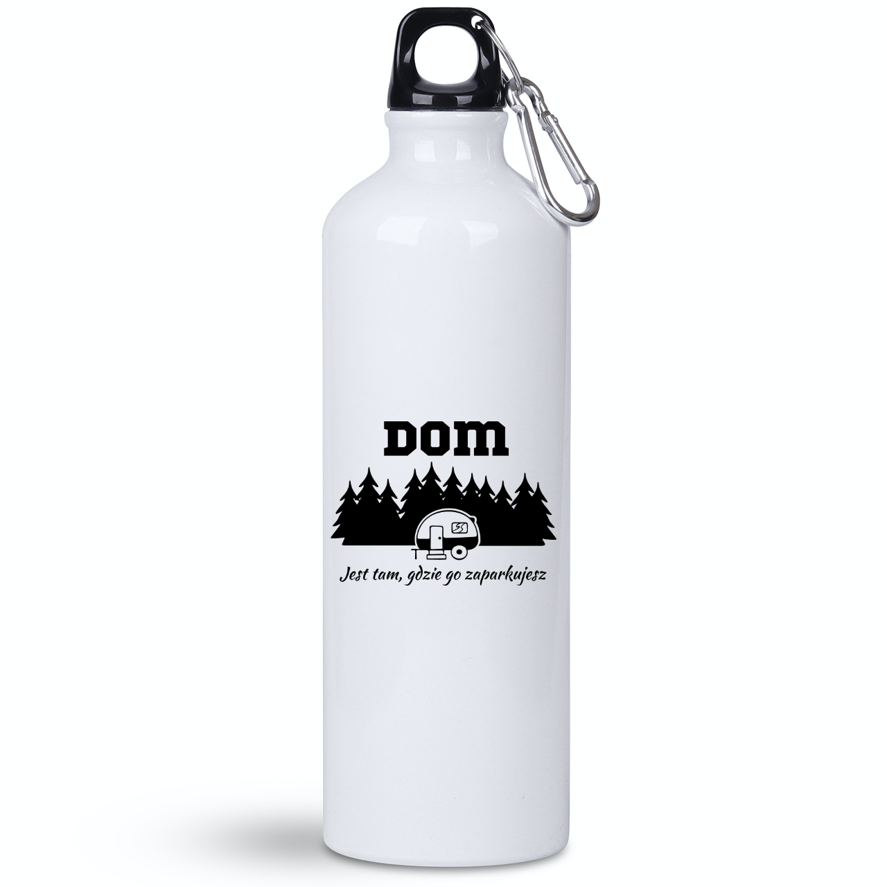 Butelka biała 800 ml z nadrukiem „Dom jest tam, gdzie go zaparkujesz” – podróże, przygoda, camper #7