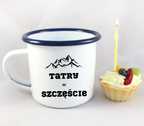 Kubek emaliowany biały z nadrukiem „Tatry = Szczęście” – góry, Zakopane, Podhale #5