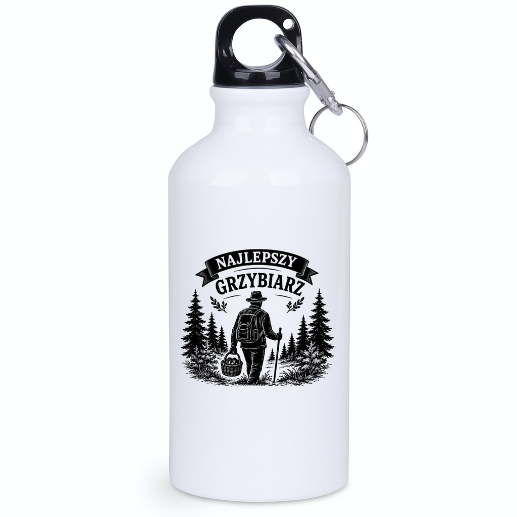 Butelka biała 400 ml z nadrukiem „Najlepszy Grzybiarz” – na grzyby #4