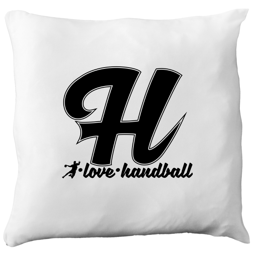 Poduszka z czarną literą H i napisem "I Love Handball" #3