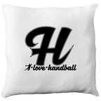 Poduszka z czarną literą H i napisem "I Love Handball" #3