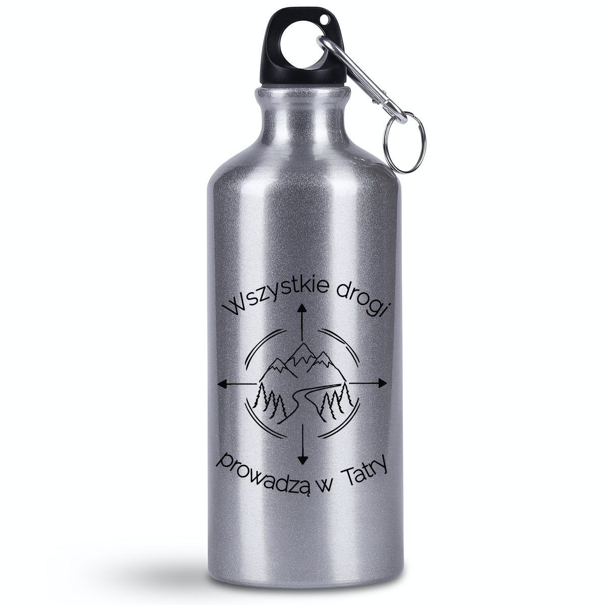 Bidon srebrny 500 ml z grafiką „Wszystkie drogi prowadzą w Tatry” – góry, Podhale, Zakopane #10