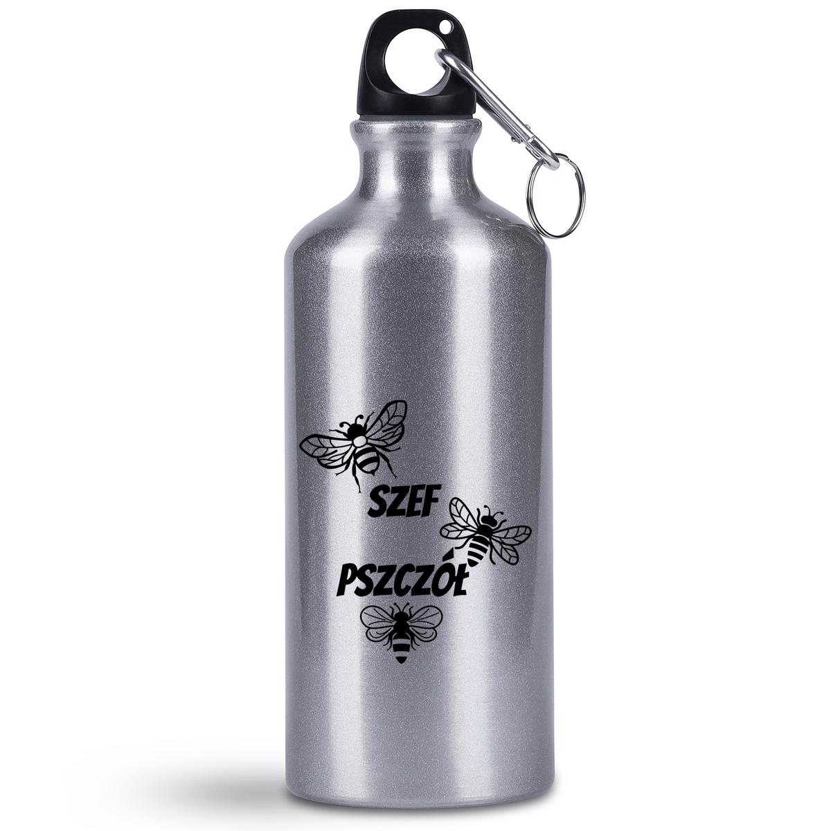 Butelka srebrna 500 ml z nadrukiem „Szef pszczół” – pszczelarstwo #3