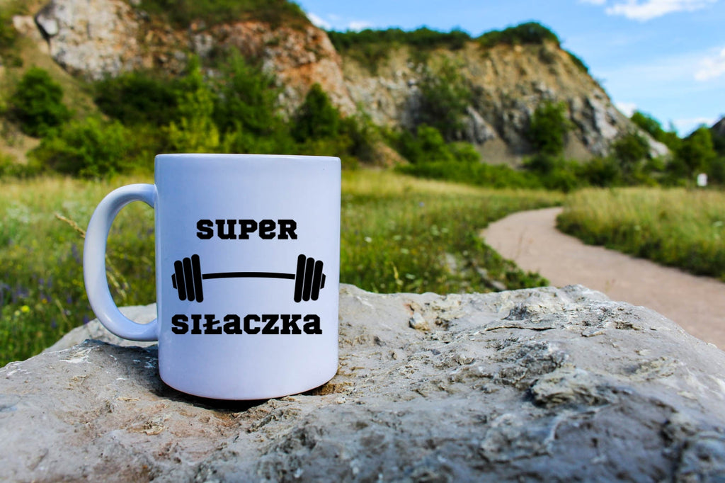 Kubek biały z nadrukiem „Super Siłaczka” – na prezent, siłownia #2