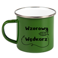 Kubek emaliowany zielony z nadrukiem "Wzorowy Wędkarz" #1