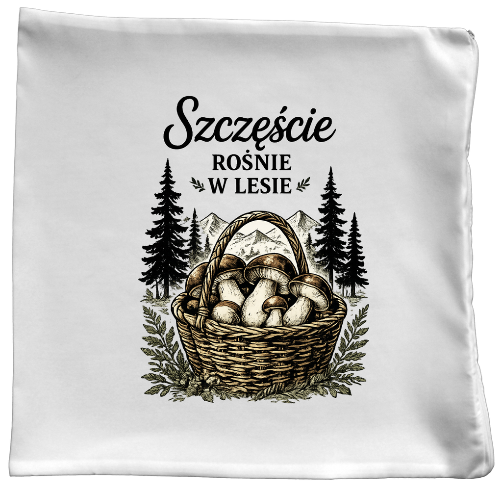 Poduszka prezent dla grzybiarzy z nadrukiem "Szczęście rośnie w lesie" - grzyby #8