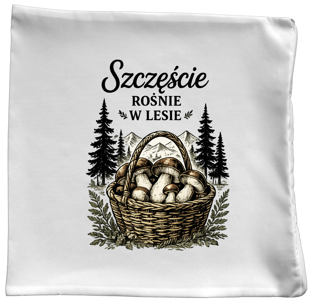 Poduszka prezent dla grzybiarzy z nadrukiem "Szczęście rośnie w lesie" - grzyby #8