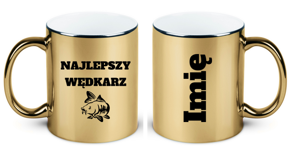Kubek złoty z nadrukiem "Najlepszy wędkarz" – wędkarstwo #3