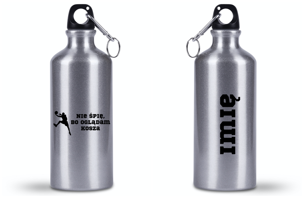 Butelka srebrna 500 ml z nadrukiem "Nie śpię, bo oglądam kosza" #5